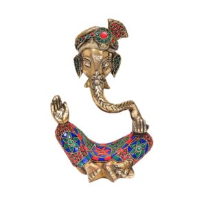 Dattatreya Ganesh bodyless with pagdi Idol Statue Showpiece Gold, Height 10 Inches