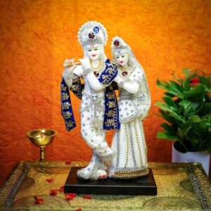 Ekhasa Aura Series Marble Dust Radha Krishna Murti (8 inch, Medium Size)