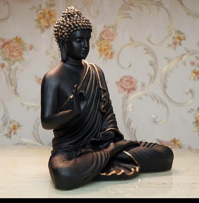 Sitting Buddha Statue for Home Decor & Office Decor Marble dust Buddha Statue of Resin 15 inch - Image 3