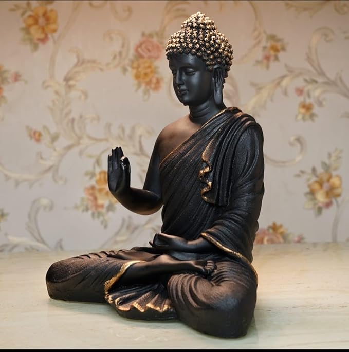 Sitting Buddha Statue for Home Decor & Office Decor Marble dust Buddha Statue of Resin 15 inch - Image 2