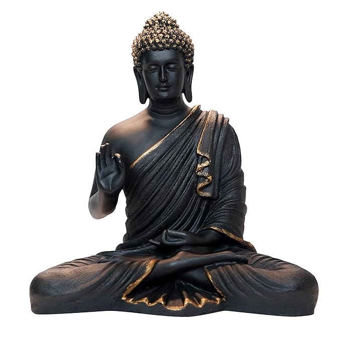 Sitting Buddha Statue for Home Decor & Office Decor Marble dust Buddha Statue of Resin 15 inch