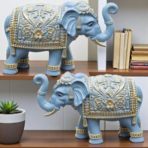 Royal Blue Gajraj Elephant Showpiece Pair for Home Decor